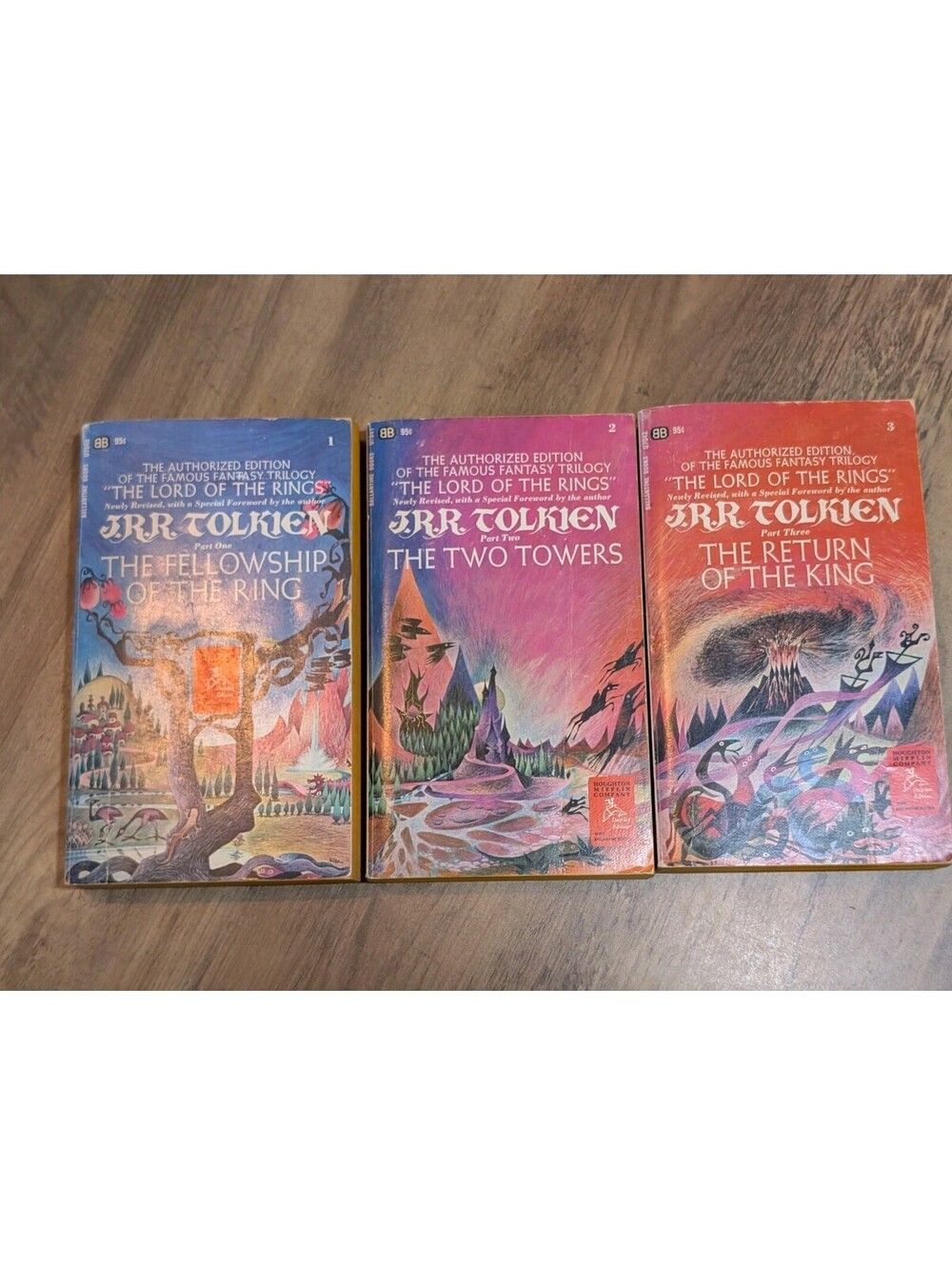 Vintage JRR Tolkien Lord of the Rings Trilogy Ballantine Remington 3 Book Set